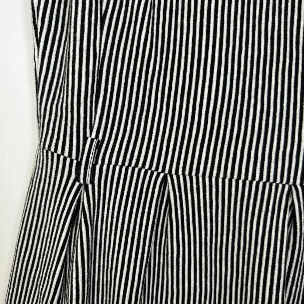 Fit & Flare Black & White Striped Tank Dress with Pockets 4